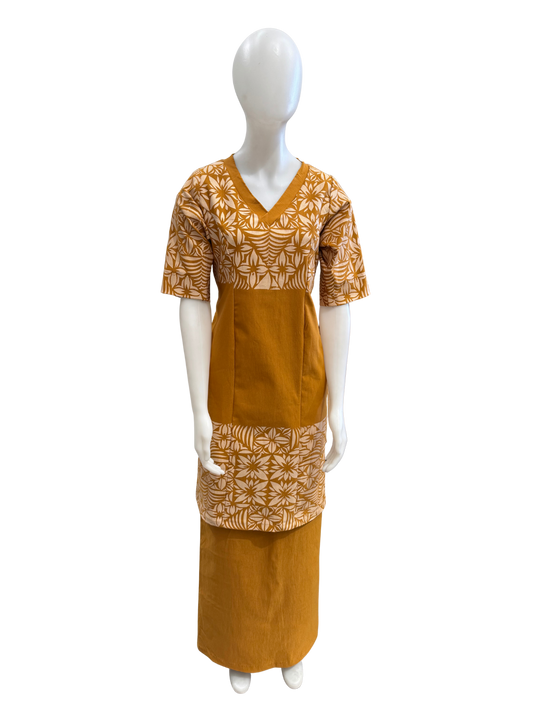 Beige on gold Puletasi Size 16