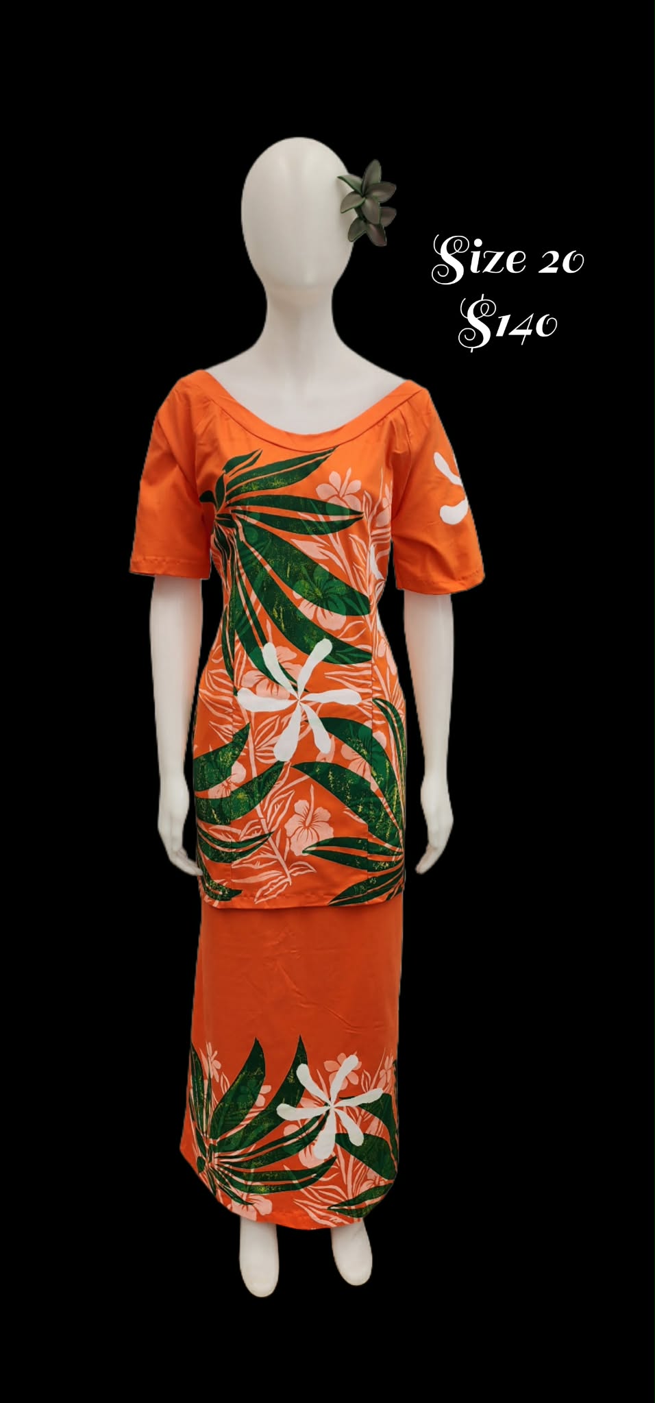 Orange with Lau Talie Puletasi Size 22