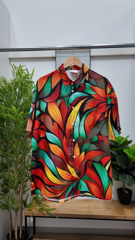 Orange and Green Nuanua Mens Shirt